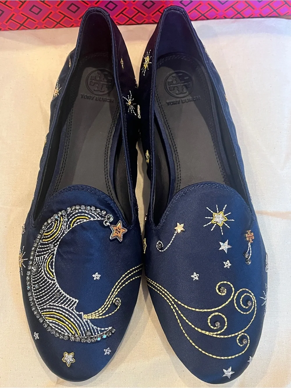 Tory Burch Olympia Perfect Navy Satin Loafer - Size 9.5 - NIB